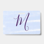 Purple pastel watercolor monogram name letterretro badge (Achterkant)
