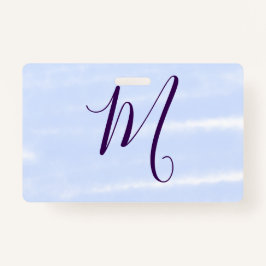 Purple pastel watercolor monogram name letterretro badge