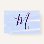 Purple pastel watercolor monogram name letterretro badge (Achterkant)