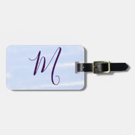 Purple pastel watercolor monogram name letterretro bagagelabel