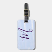 Purple pastel watercolor monogram name letterretro bagagelabel (Voorkant verticaal)