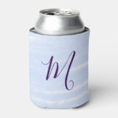 Purple pastel watercolor monogram name letterretro blikjeskoeler (Blikje Voorkant)