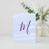 Purple pastel watercolor monogram name letterretro briefkaart (Staand voorkant)