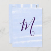 Purple pastel watercolor monogram name letterretro briefkaart (Voorkant / Achterkant)