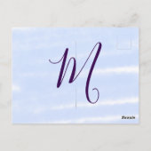 Purple pastel watercolor monogram name letterretro briefkaart (Achterkant)