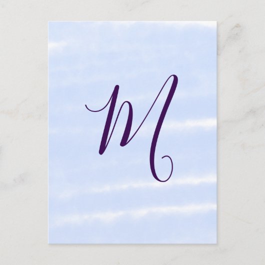 Purple pastel watercolor monogram name letterretro briefkaart (Voorkant)