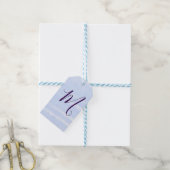 Purple pastel watercolor monogram name letterretro cadeaulabel (Met Touw)