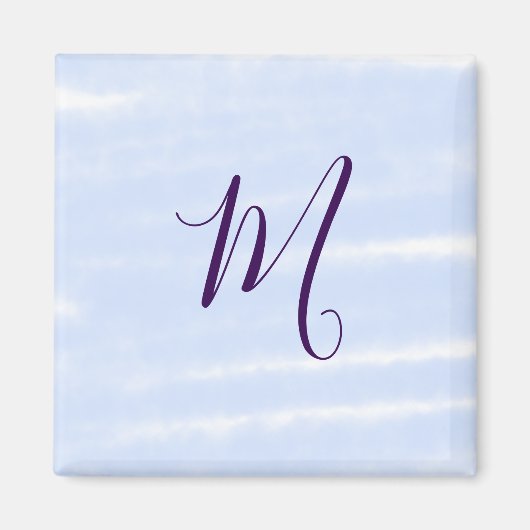 Purple pastel watercolor monogram name letterretro magneet (Voorkant)