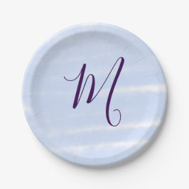 Purple pastel watercolor monogram name letterretro papieren bordje