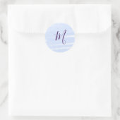 Purple pastel watercolor monogram name letterretro ronde sticker (Tas)