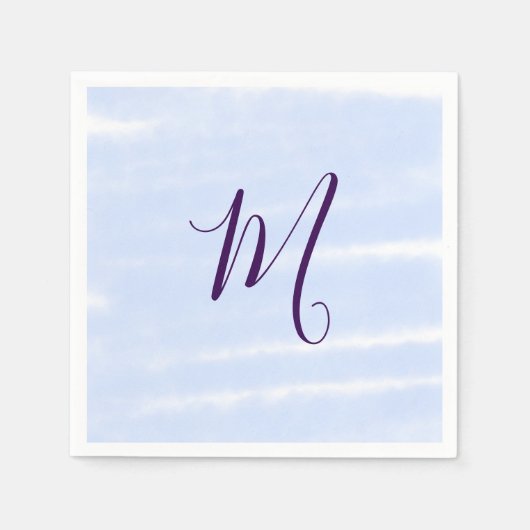 Purple pastel watercolor monogram name letterretro servet (Voorkant)