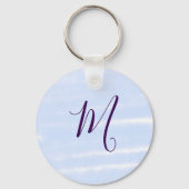 Purple pastel watercolor monogram name letterretro sleutelhanger (Achterkant)