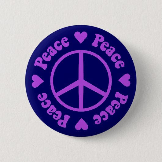 Purple Peace Sign Ronde Button 5,7 Cm (Voorkant)