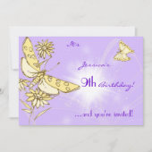 Purple Peach Butterfly Invitation Card Kaart (Voorkant)