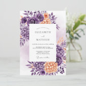 Purple Peach Delicate Spring Wedding Kaart (Staand voorkant)