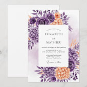 Purple Peach Delicate Spring Wedding Kaart (Voorkant / Achterkant)