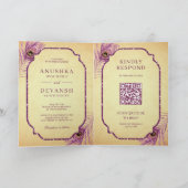 Purple Peacock Feathers QR Code Indian Wedding (Binnen)
