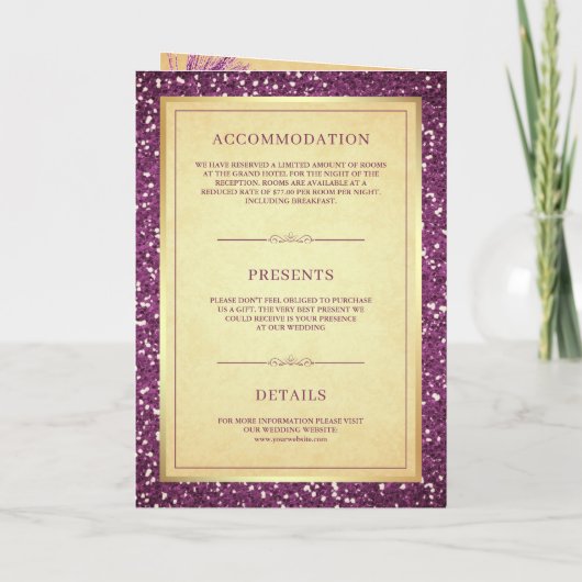 Purple Peacock Feathers QR Code Indian Wedding (Achterkant)