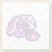 Purple peacock glazen onderzetter (Achterkant)