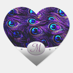 Purple Peacock Wedding Invitation Envelope Seals Hart Sticker