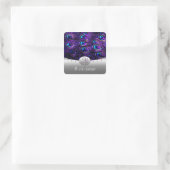 Purple Peacock Wedding Invitation Envelope Seals Vierkante Sticker (Tas)