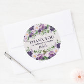 Purple Peonies Floral Women's Birthday Thank You Ronde Sticker (Envelop)