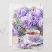 Purple Peonies White Daisies in Mason Jar | Kaart (Achterkant)