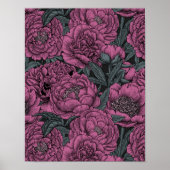 Purple peony flowers poster (Voorkant)