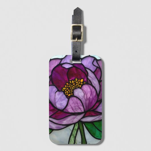 Purple Peony Stained  Bagagelabel (Voorkant (verticaal))