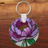 Purple Peony Stained Glass Sleutelhanger (Voorkant)