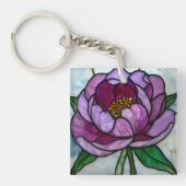 Purple Peony Stained Glass Sleutelhanger (Voorkant)