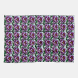 Purple Peony Stained Glass Theedoek