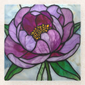 Purple Peony Stained  Glazen Onderzetter (Voorkant)