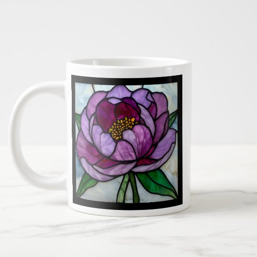 Purple Peony Stained  Grote Koffiekop (Links)