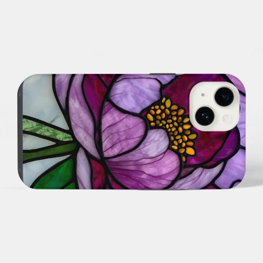 Purple Peony Stained  iPhone Hoesje (Achterkant horizontaal)