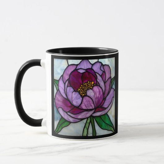 Purple Peony Stained Mok (Links)