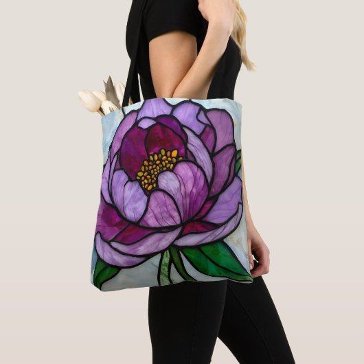 Purple Peony Stained  Tote Bag (Dichtbij)
