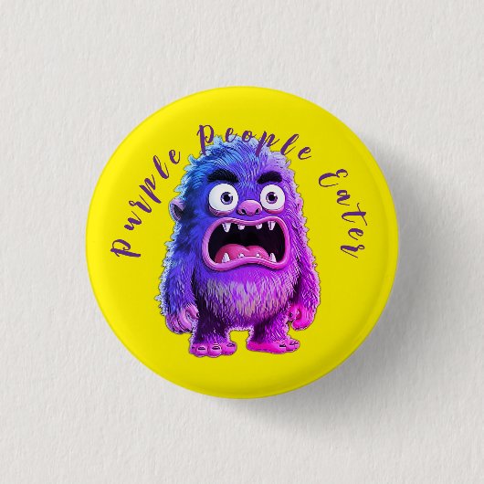 PURPLE PEOPLE EATER RONDE BUTTON 3,2 CM (Voorkant)