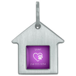 Purple Personalized Dog ID Tag Name & Phone Huisdieren Naamplaatje