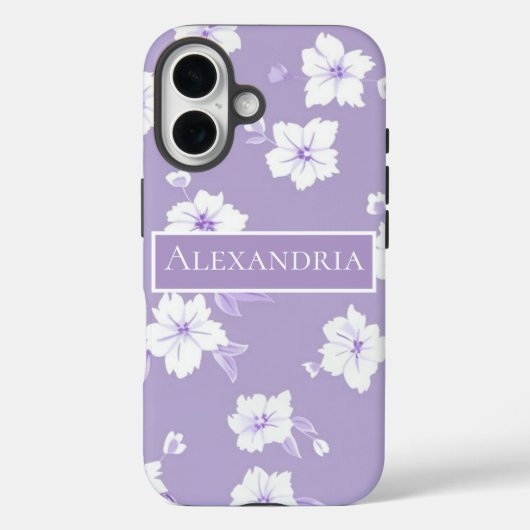 Purple Personalized Floral Phone Case (Achterkant)