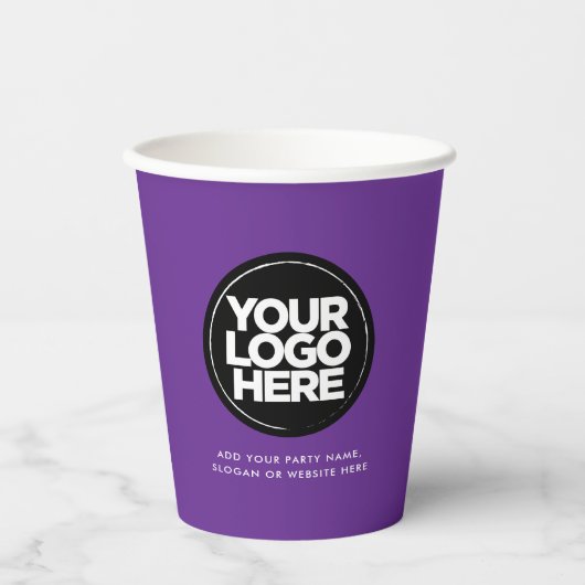 Purple | Personalized Logo and Text Papieren Bekers (Voorkant)