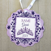 Purple Personalized Paper Ornament with Name Kaart