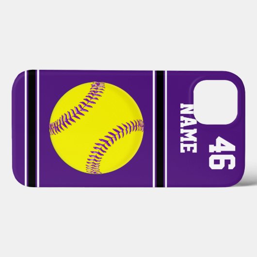 Purple Personalized Softball iPhone Cases (Achterkant (horizontaal))