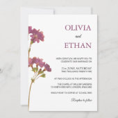Purple Petunia Floral Wedding Invitation Kaart (Voorkant)