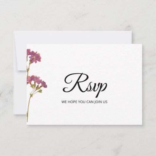 Purple Petunia Floral Wedding RSVP Card (Achterkant)