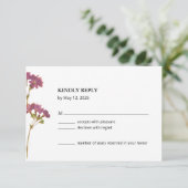 Purple Petunia Floral Wedding RSVP Card Kaartje (Staand voorkant)