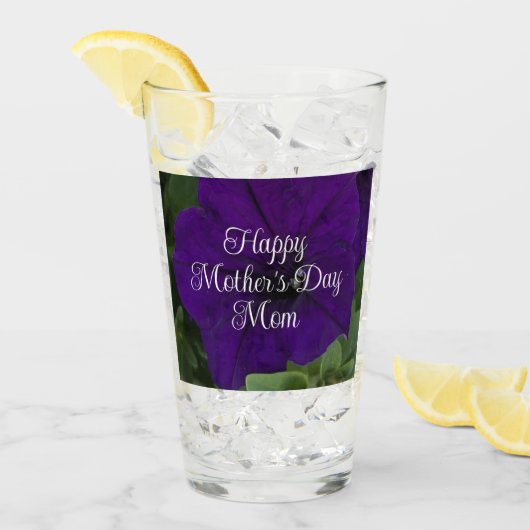 Purple Petunia Photo Best Mom Ever Mother's Day Glas (Voorkant ijs)