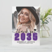 Purple Photo Graduation Bedankkaart (Staand voorkant)