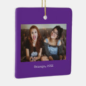 Purple Photo Keepsake Christmas Keramisch Ornament (Rechts)