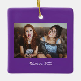 Purple Photo Keepsake Christmas Keramisch Ornament